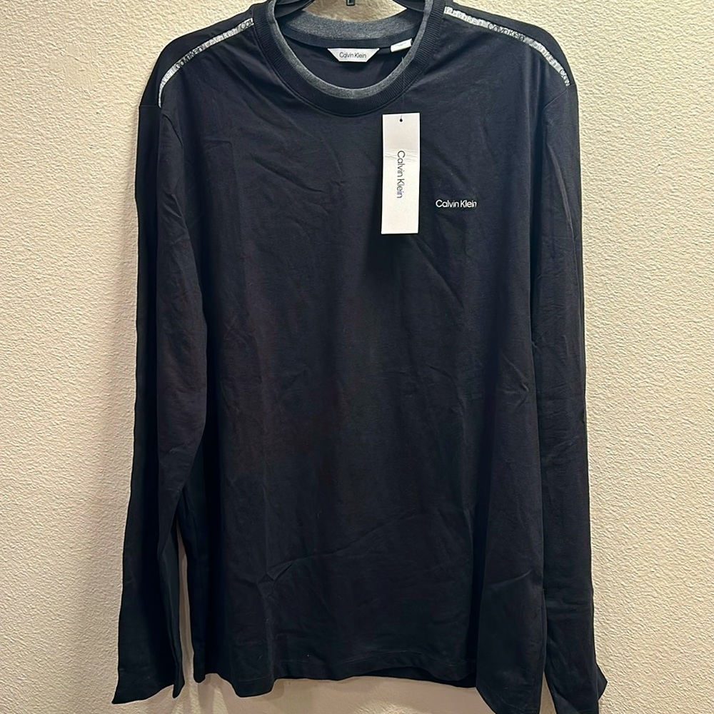 new Calvin Klein cotton Long sleeve t-shirt sz Large Black